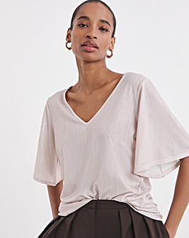 V Neck Plisse Top