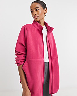 Fleece Longline Zip Through Jacket