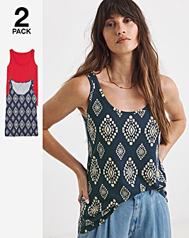 Print/Red 2 Pack Sleeveless Swing Vests