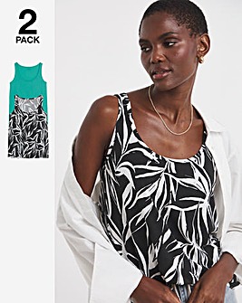 Print/Green 2 Pack Sleeveless Swing Vests