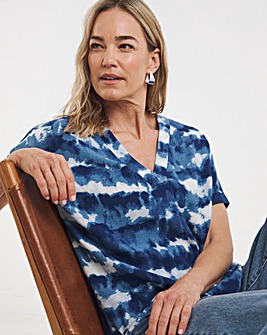 Woven Front V Neck Longline Top