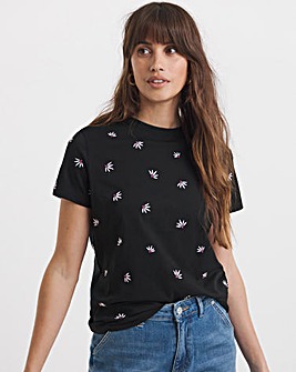 Black All Over Embroided Tee