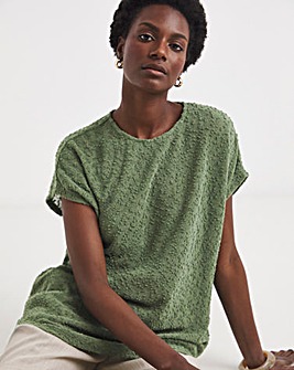 Berry Longline Curved Hem Boucle