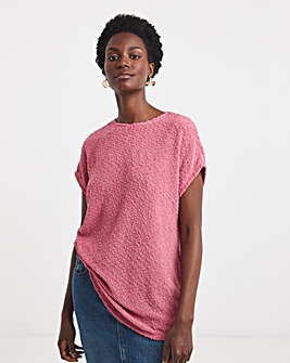 Boucle Longline Curved Hem Top