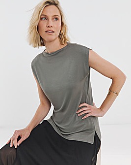 Extended Neck Cap Sleeve Top