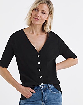 Lettuce Half Sleeve Rib Cardi