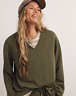 Khaki Anthology V Neck Seam Detail Sweatshirt