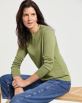 Khaki Crew Neck Long Sleeve T-Shirt