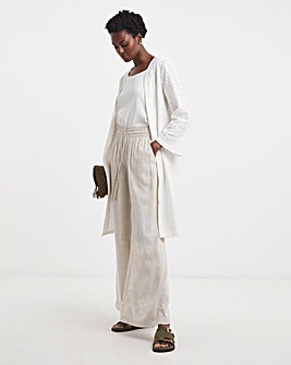 Cream Crochet Longline Kimono
