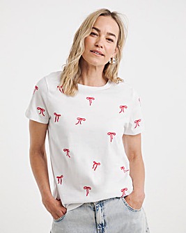 Pink All Over Embroided Tee