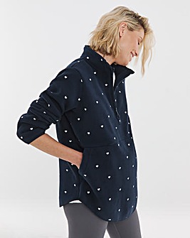 Embroidered Quarter Zip Longline Fleece