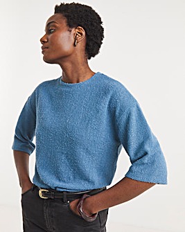 Blue Brushed Soft Touch Half Sleeve Top