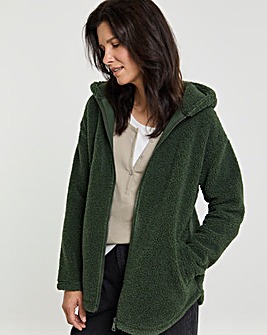 Borg Longline Zip Through Hoodie