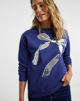 Placement Sequin Bow Sweatshirt