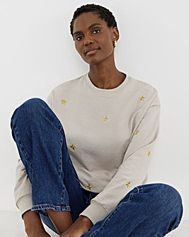 Star Metallic Embroidered Sweashirt
