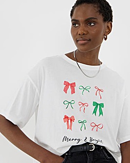 White Bow Christmas T-Shirt