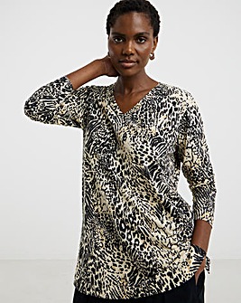 V-Neck Split Hem Slouch T-Shirt