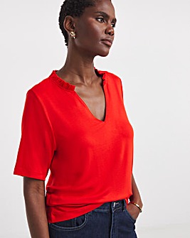 Red Frill Neck Top
