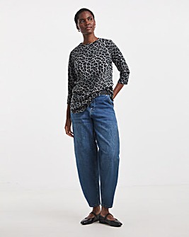 Longline Curved Hem 3/4 Sleeve Top