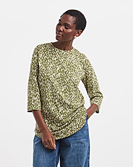 Longline Curved Hem 3/4 Sleeve Top