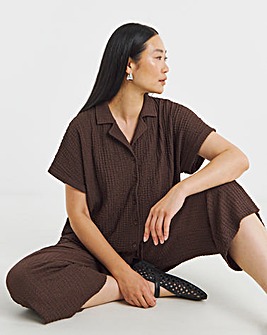 Chocolate Textured Jersey Short Sleeve Shirt