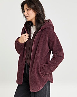 Borg Longline Zip Through Hoodie