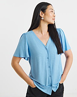 Covered Button Angel Sleeve Top