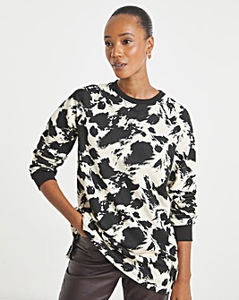Cow Print Longline Sweatshirt