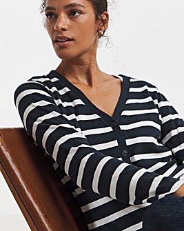 Navy Stripe V-Neck Jersey Cardigan