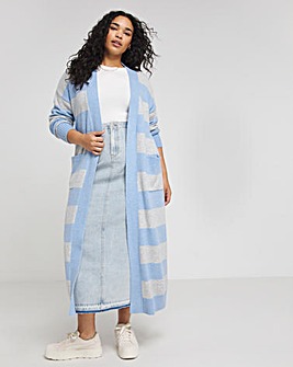 Blue and Grey Stripe Longline Cardigan