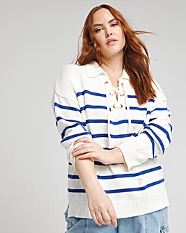 Nautical Stripe Tie Neck Jumper