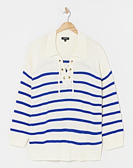 Nautical Stripe Tie Neck Jumper