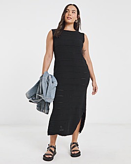 Black Crochet Midi Dress