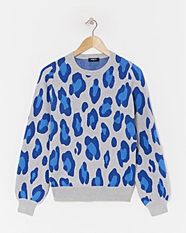 Simply Be Blue Leopard Pattern Jumper