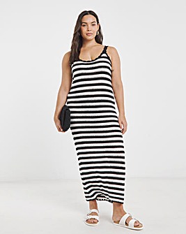 Mono Stripe Crochet Maxi Dress