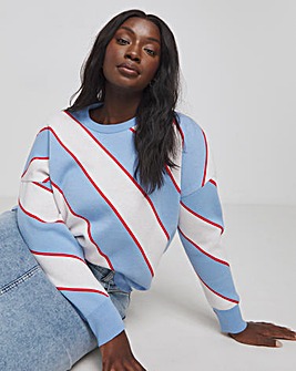 Blue and White Diagonal Stripe Jumper