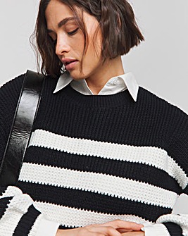 Mono Stripe Waffle Jumper