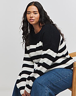 Mono Stripe Waffle Jumper