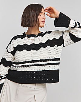 Mono Stripe Pointelle Micro Chenille Jumper