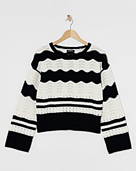 Mono Stripe Pointelle Micro Chenille Jumper