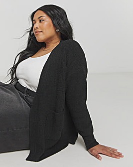 Black Pocket Edge To Edge Cardigan