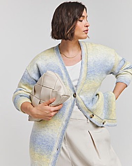 Blue and Yellow Space Dye Ombre Cardigan