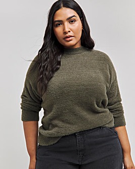 Khaki Green Feather Knit Jumper