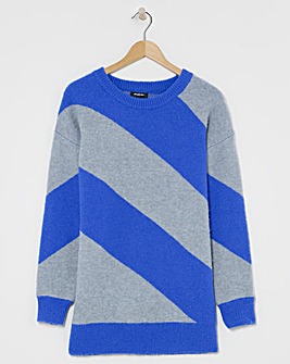 Blue and Grey Diagonal Stripe Jumper