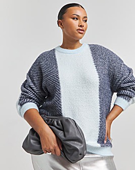 Colourblock Mix Stitch Longline Jumper