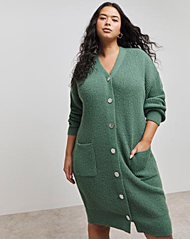 Green Cardigan Knitted Dress