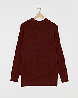 Wine Satin Bow Back Longline Jumper