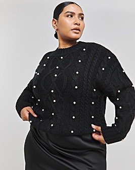 Black Pearl Cable Knit Jumper