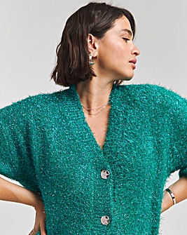 Simply Be X Twisted Wunder Green Tinsel Cardigan