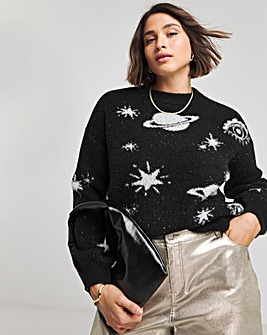 Simply Be X Twisted Wunder Black Tinsel Printed Jumper